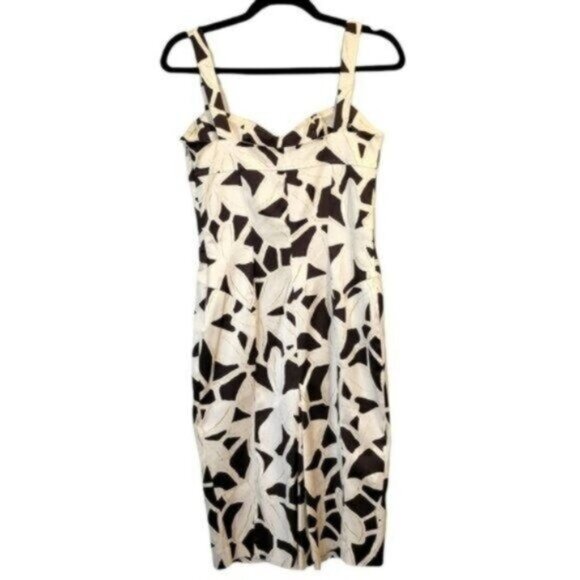 Diane Von Furstenberg | Silk Floral Sweetheart Neck Body Con Dress Brown Ivory - Picture 2 of 6